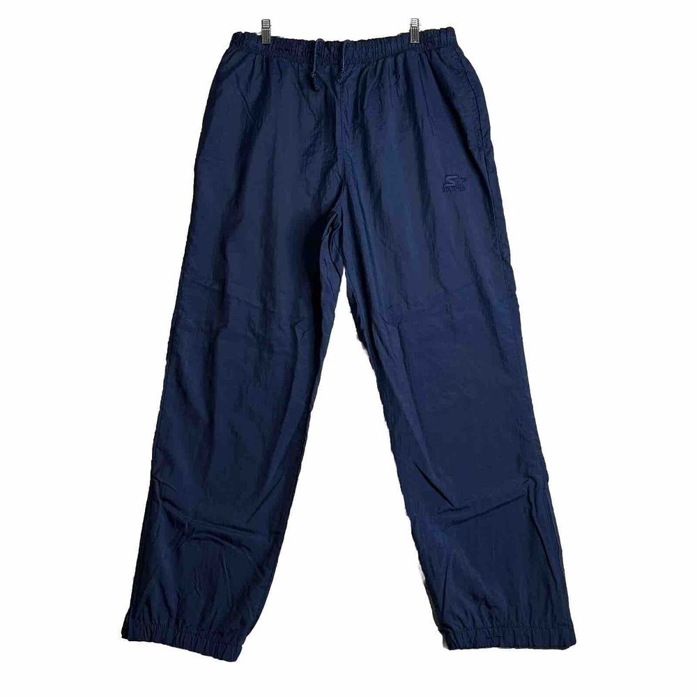 Vintage Starter Windbreaker Track Pants Men's XL Blue Ankle Zip Athletic Running